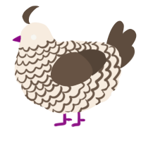 A cream and bark chicken with a lace pattern