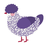 A white and overcast chicken with a double-lace pattern