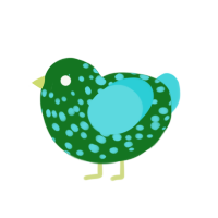 Pandan, a leaf and aqua chicken with a speckle pattern