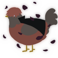 A russet and bark chicken with a head pattern