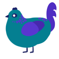 A sea and indigo chicken with a neck-speckle pattern
