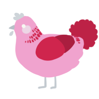 A pink and crimson chicken with a neck-band pattern
