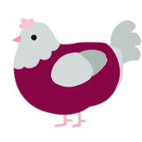 A maroon and silver chicken with a head pattern