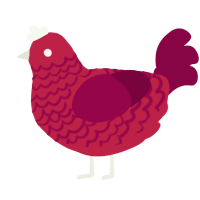 A crimson and maroon chicken with a lace pattern