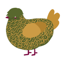 A olive and gold chicken with a double-lace pattern