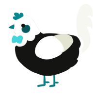 A black and white chicken with a head pattern