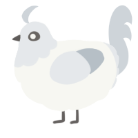 A white and mist chicken with a head pattern