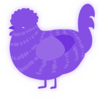 A blurple chicken with a bar pattern