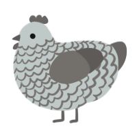 A silver and grey chicken with a lace pattern