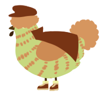 A plum and sea chicken with a bar pattern