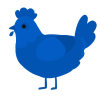 A ultramarine chicken with a head pattern