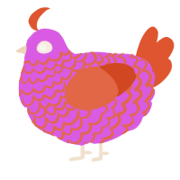 A orchid and vermilion chicken with a lace pattern