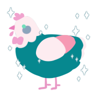 A teal and rose chicken with a head pattern