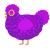 A violet and amethyst chicken with a speckle pattern