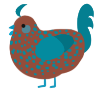 A russet and sea chicken with a speckle pattern