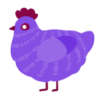 A blurple chicken with a bar pattern