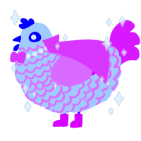 A mist and lavender chicken with a lace pattern