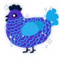 A indigo and sky chicken with a lace pattern