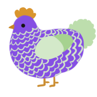 A blurple and gluppy chicken with a lace pattern