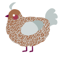 A brown and silver chicken with a double-lace pattern