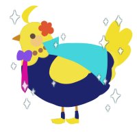 A navy and yellow chicken with a head pattern