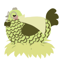 A apple and olive chicken with a lace pattern