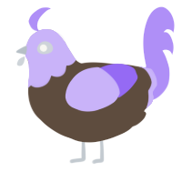 A bark and lilac chicken with a head pattern