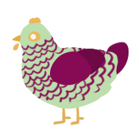 A gluppy and wine chicken with a lace pattern