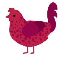 A crimson and maroon chicken with a speckle pattern