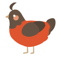 A vermilion and bark chicken with a head pattern