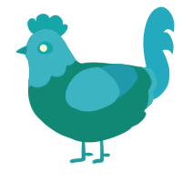 A teal and sky chicken with a head pattern