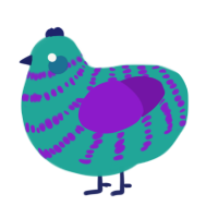 (unnamed), a turquoise and violet chicken with a bar pattern