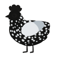 A black and mist chicken with a speckle pattern