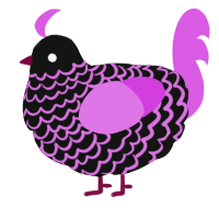 A black and orchid chicken with a lace pattern