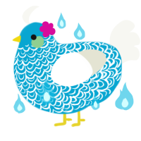 A cerulean and white chicken with a double-lace pattern