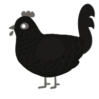 A black and sable chicken with a lace pattern
