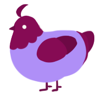 A lilac and wine chicken with a head pattern
