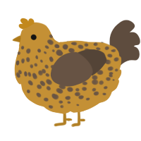 A gold and bark chicken with a speckle pattern