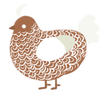 A brown and white chicken with a double-lace pattern