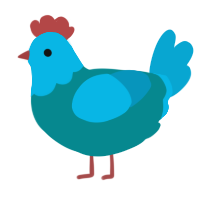 (unnamed), a teal and cerulean chicken with a head pattern