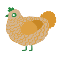 A beige and orange chicken with a lace pattern