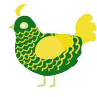 A leaf and yellow chicken with a lace pattern