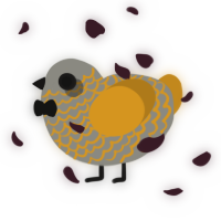 A ash and ochre chicken with a lace pattern