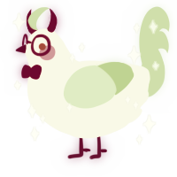 A white and gluppy chicken