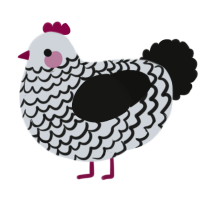 A mist and black chicken with a lace pattern
