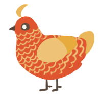 A vermilion and honey chicken with a lace pattern