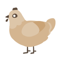 A beige chicken with a head pattern