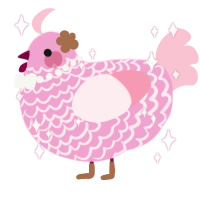 A pink and rose chicken with a lace pattern