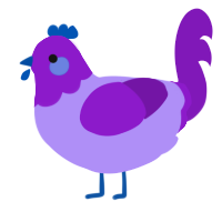 A lilac and violet chicken with a head pattern
