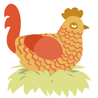 A honey and vermilion chicken with a lace pattern